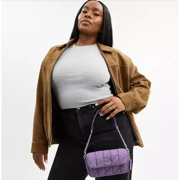 Coach Hailey Flap Bag Shoulder/Crossbody In Quilted Denim/Silver/Iris CBI88 NWT - Picture 11 of 11